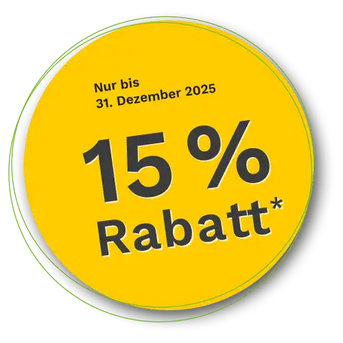 15% Rabatt nur bis 31.12.2025