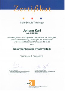 DGS Solarfachberater Photovoltaik